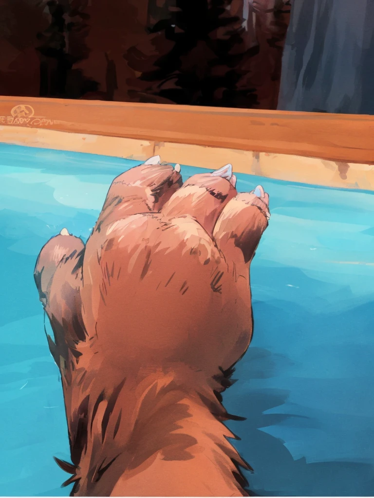 A giant grizzly bear paw, high quality furry art.