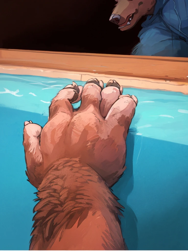 A giant grizzly bear paw, high quality furry art.