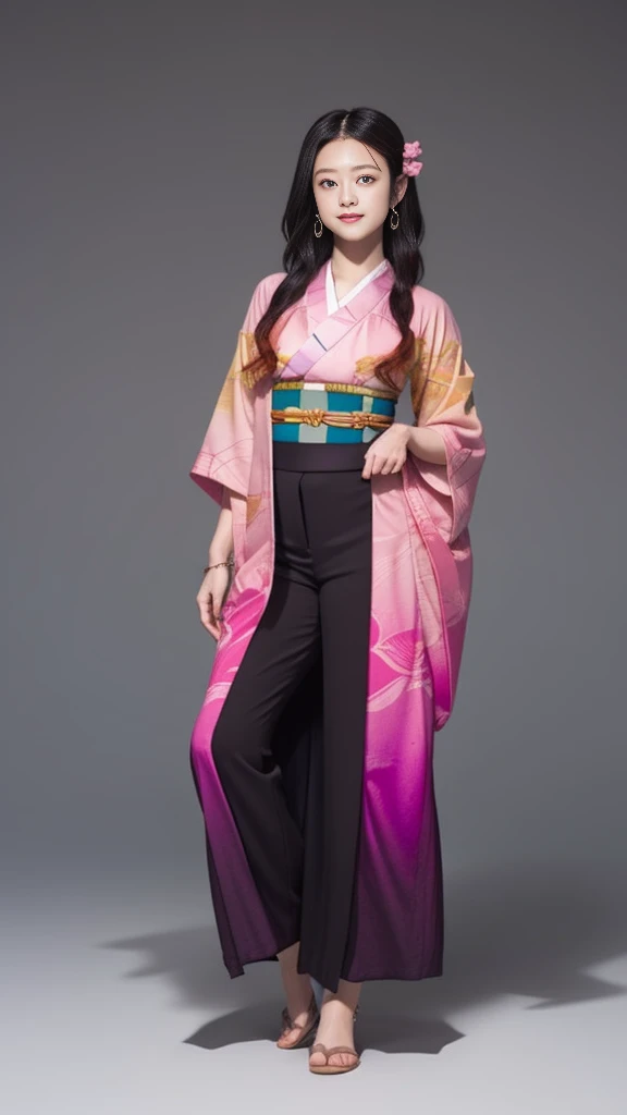 Cute Japanese woman, (16 years old), (very cute face), white moisturized skin, looking at the camera, melancholy expression,
BREAK,
Idol,
BREAK,
(wearing cute kimono: 1.3), (highly revealing kimono), very large earrings, short length,
BREAK,
(fighting pose: 1.3),
BREAK,
(long hair), (pink hair: 1.2), (wavy hair), (gradient hair: 1.3), (red hair at the ends),
BREAK,
(realistic: 1.3), masterpiece, perfect lighting, (ultra-high resolution), (8K), (highly detailed: 1.4), (from the front), (full body: 1.4), (symmetrical: 1.2), (one shot),
BREAK,
(Shibuya city in Japan: 1.2),
BREAK,
(Demon Slayer: 1.4),
BREAK,
(Imada Mio: 1.4),