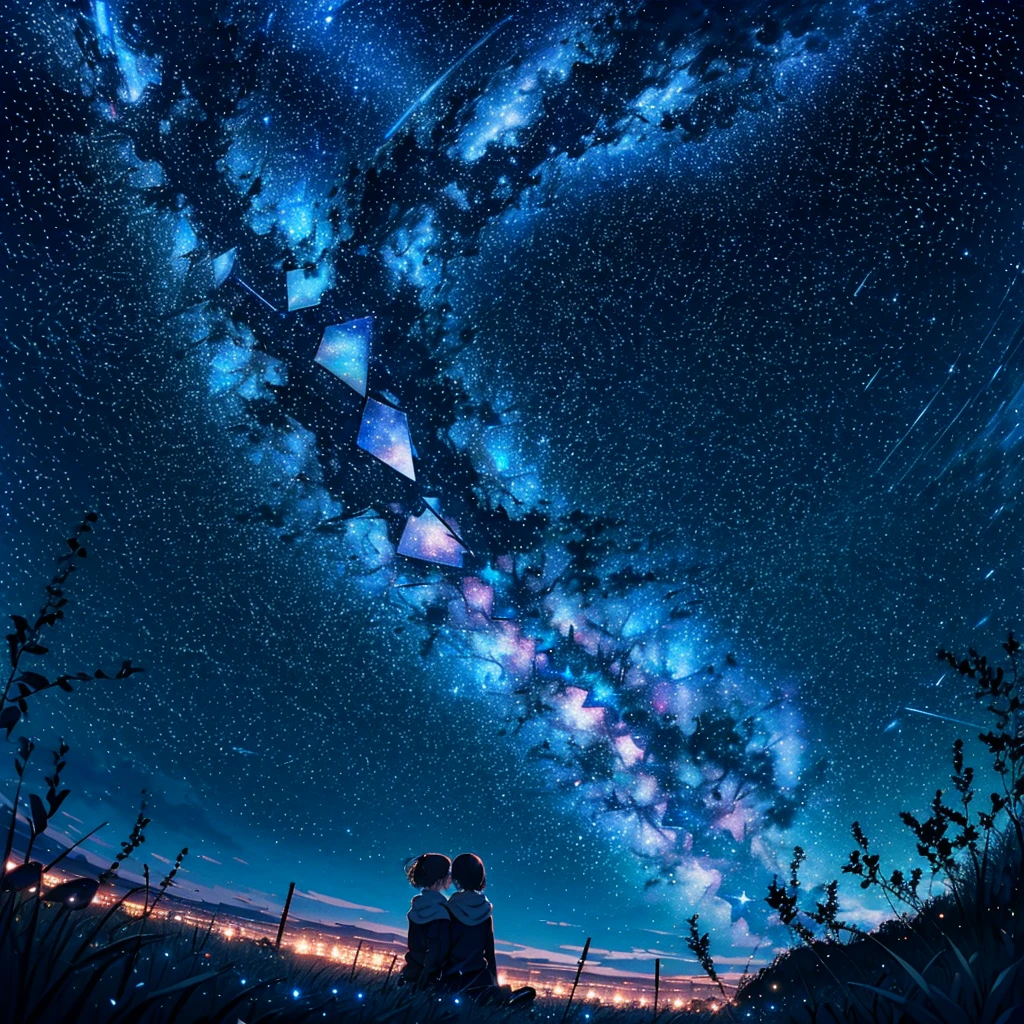 Two girls, midnight \(banyex\),(Beautiful starry sky like a magical world: 1.5),(Detailed background writing: 1.5:OUTD),
3+ girls