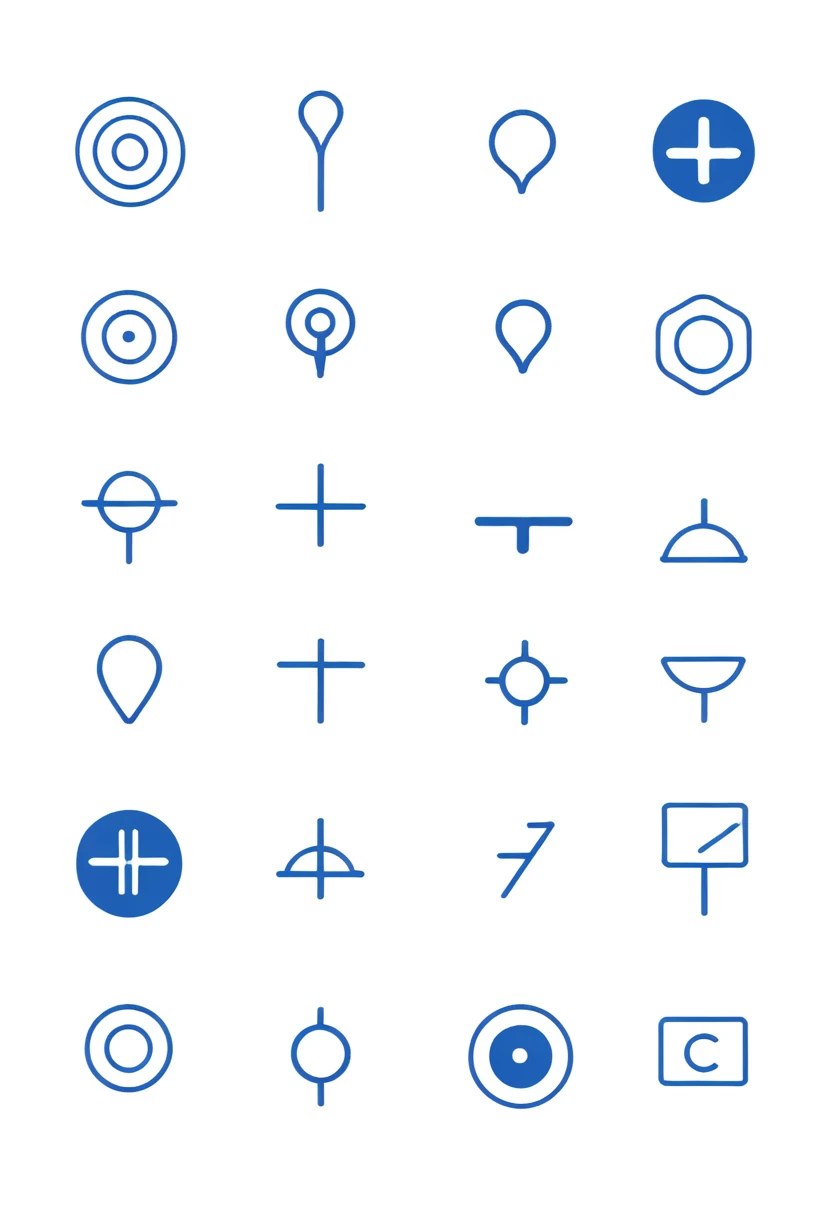 Satellite logo、Line art、Simple lines、Organized diagram、icon