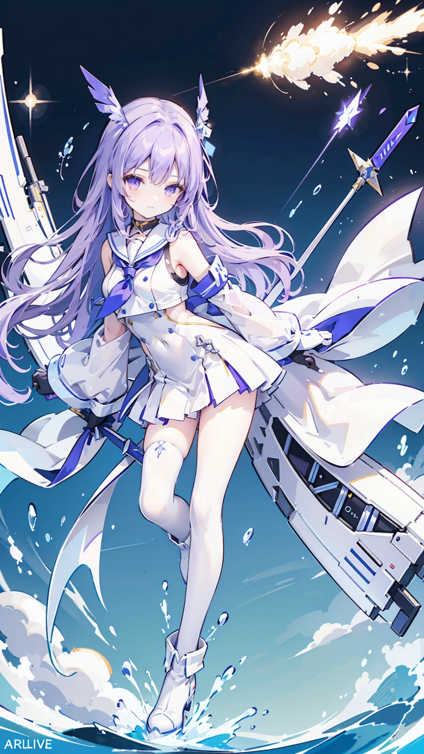 Character Name: Javelin Game: Azur Lane Appearance: Javelin has long purple hair. She is wearing a white and blue sailor uniform with a black neckerchief. She is also wearing white gloves and boots. Personality: Javelin is a cheerful and energetic person who loves to fight. She is also a bit of a tomboy and can be a bit clumsy. Abilities: Javelin is a powerful destroyer who can deal a lot of damage to enemies. She is also able to fire torpedoes that can deal even more damage. Additional details Javelin is one of the most popular characters in Azur Lane. She is often depicted in fan art and cosplay. Uni-winged, ロリ