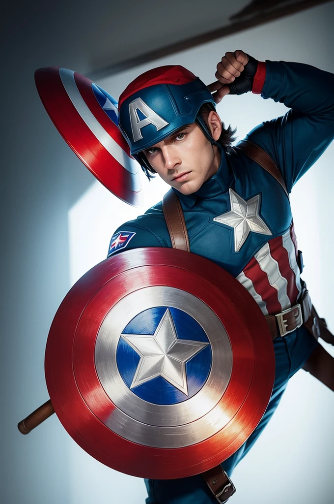 Play Carl from Brawl Star as if he were Captain America, Your pickaxe will become the shield, your hat will become the helmet and your body will become Captain America's uniform and change transform your car into a jet with the colors of the United States flag
