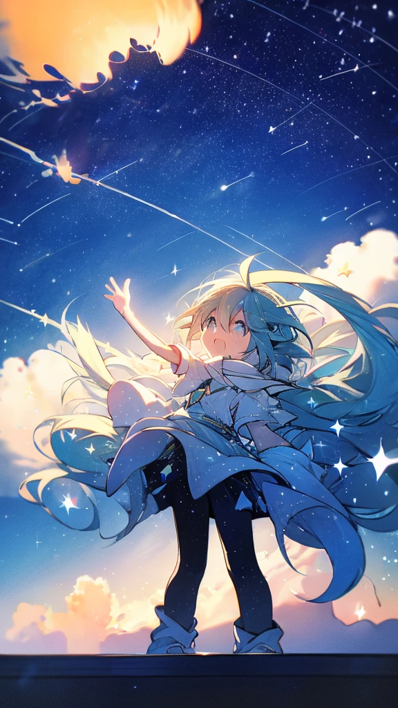 Blue Starry Sky,sunset,Blue background,splash,The Giant Mount Fuji,milky way,Twinkling Stars々,Meteors