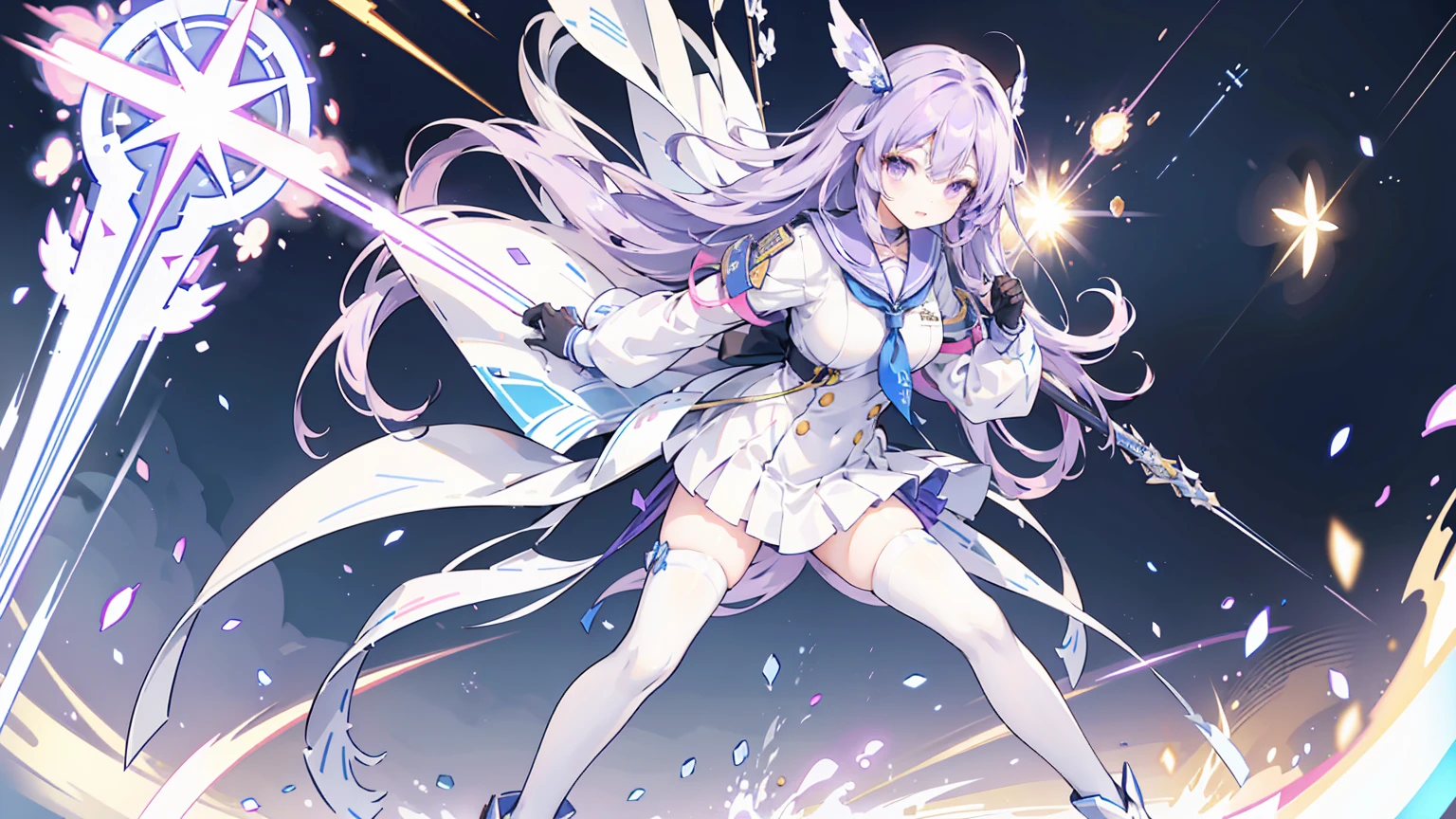 （（（highest quality、first-clasasterpiece、Normal body、8k、Detailed face、Ultra-precision、Normal hand、Normal finger、５Finger、）））Brightly colored hair、Rainbow Hair、Rainbow Mechanical Angel、Large rainbow mechanical wings、Large booster、Large rainbow thruster、Visor Helmet、Thought-guided remote-controlled weapon、Funnel、Bit Weapon、Full Armor、Beam rifle、Shoots rainbow beams、Running through space、Full boost、Beam Sword、Fighting space monsters、Variable Beam Launcher、multi missile、Mega Beam Cannon、In combat、Dogfight、High Maneuver、Space War、fleet battle、Destroy enemy ships、High mega particle cannon firing、ultimate weapon、Multi-warhead missiles、Full burst、All-at-once sweep、Breaking the Limits、critical point breakthrough、Charged particle cannon、Meteors、Lightning Kick、