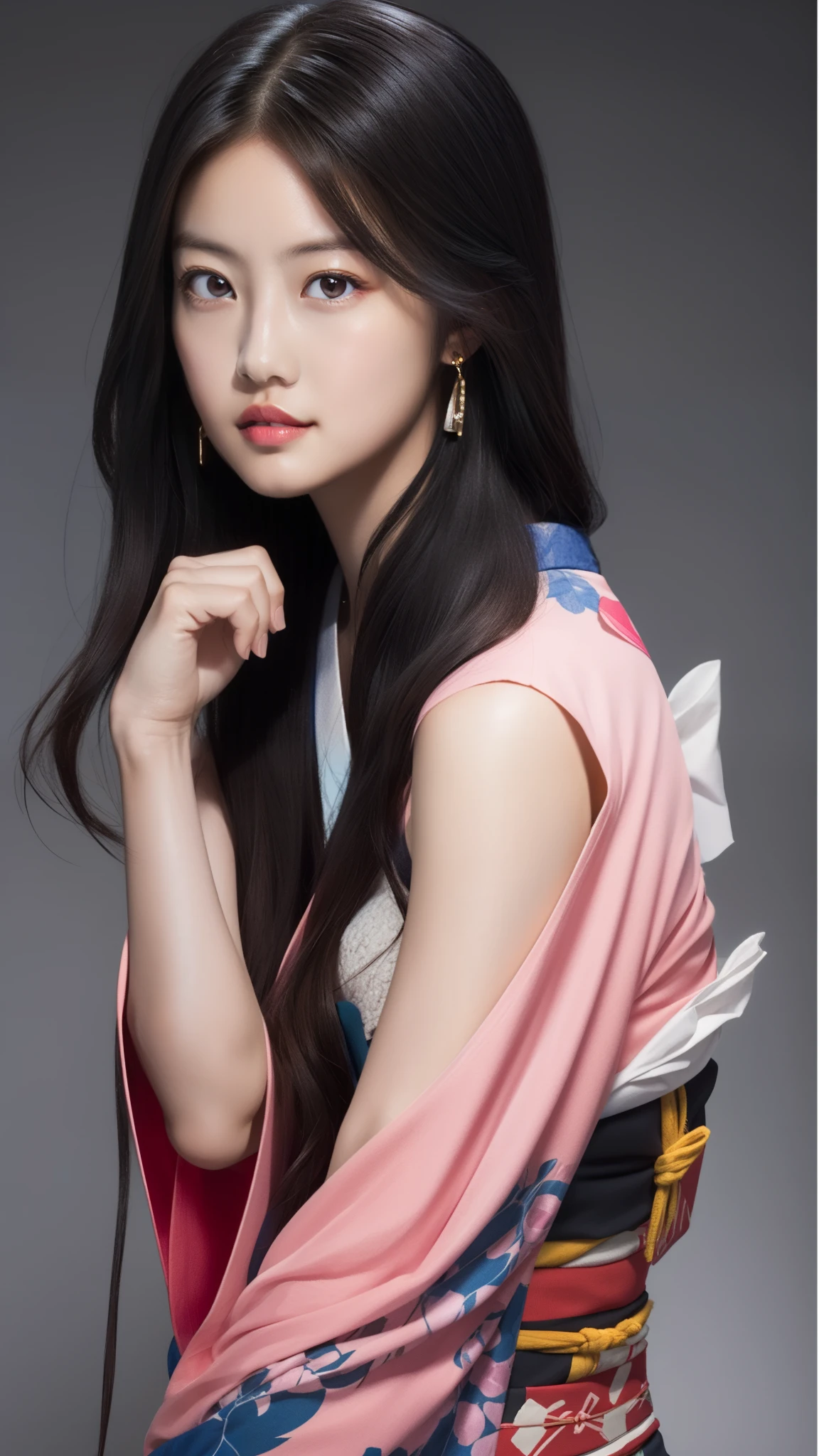 Cute Japanese woman, (), (very cute face), white moisturized skin, looking at the camera, melancholy expression,
BREAK,
Idol,
BREAK,
(wearing cute kimono: 1.3), (highly revealing kimono), very large earrings, short length,
BREAK,
(fighting pose: 1.3),
BREAK,
(long hair), (pink hair: 1.2), (wavy hair), (gradient hair: 1.3), (red hair at the ends),
BREAK,
(realistic: 1.3), masterpiece, perfect lighting, (ultra-high resolution), (8K), (highly detailed: 1.4), (from the front), (full body: 1.4), (symmetrical: 1.2), (one shot),
BREAK,
(Shibuya city in Japan: 1.2),
BREAK,
(Demon Slayer: 1.4),
BREAK,
(Imada Mio: 1.4),