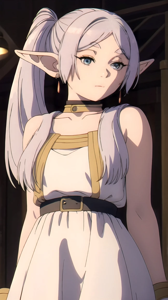 hehehehe®,1 girl,One,elf,White hair,White hair,earrisleeveless dress, nude, White dress,sleeveless dress,bare shoulders,clavicle,ngs,pointed ears,long hair,Ponytail,green eyes,ponytail,parted bangs,thick eyebrows,nsfv,,split,nsfv, 20 years,young woman,Beautiful finger,beautiful long legs,beautiful body,Beautiful нос,Beautiful character design, Perfect eyes, perfect face,expressive eyes,
I look at the viewer,
official art,чрезвычайно подробные обои CG Unity 8k, perfect lighting,colorful, Bright_Front_face_Lighting,Shiny skin, 
(masterpiece:1.0),(best_quality:1.0), сверхa high resolution,4K,ultra detailed,
photo, 8 K, HDR, a high resolution, absurdity:1.2, Kodak portrait 400, granularity, blurred background, hips:1.2, lens flare, (Bright_color:1.2), (Beautiful_face:1.5),(narrow_waist), ,nsfv,, Exquisite visual effects, a high resolution,masterpiece,best quality, beautiful breasts, big breasts, big , 21, adult