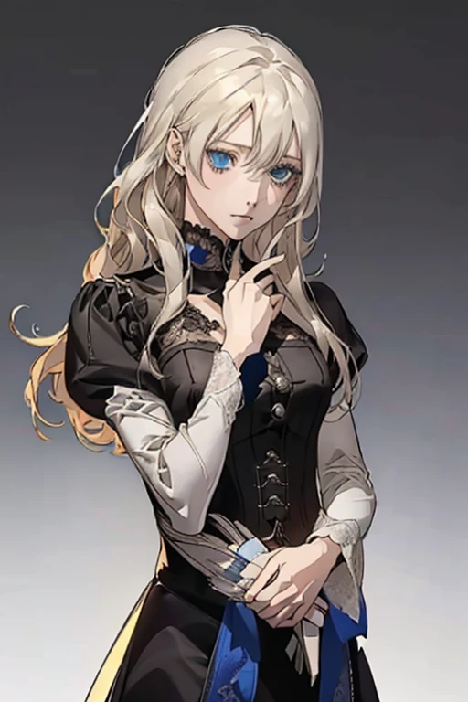 (Very detailed CG ユニティ 8k 壁紙,masterpiece, Highest quality, Very detailed),(Best lighting, Best Shadow, Very delicate and beautiful),floating,High saturation,Blonde+blue eyes:1.2,Gloomy Gothic Landscape, Long Hair, Gazing into the distance. (長いブロンドの髪と輝くblue eyesのゴシック照明を持つ美しい女の子)