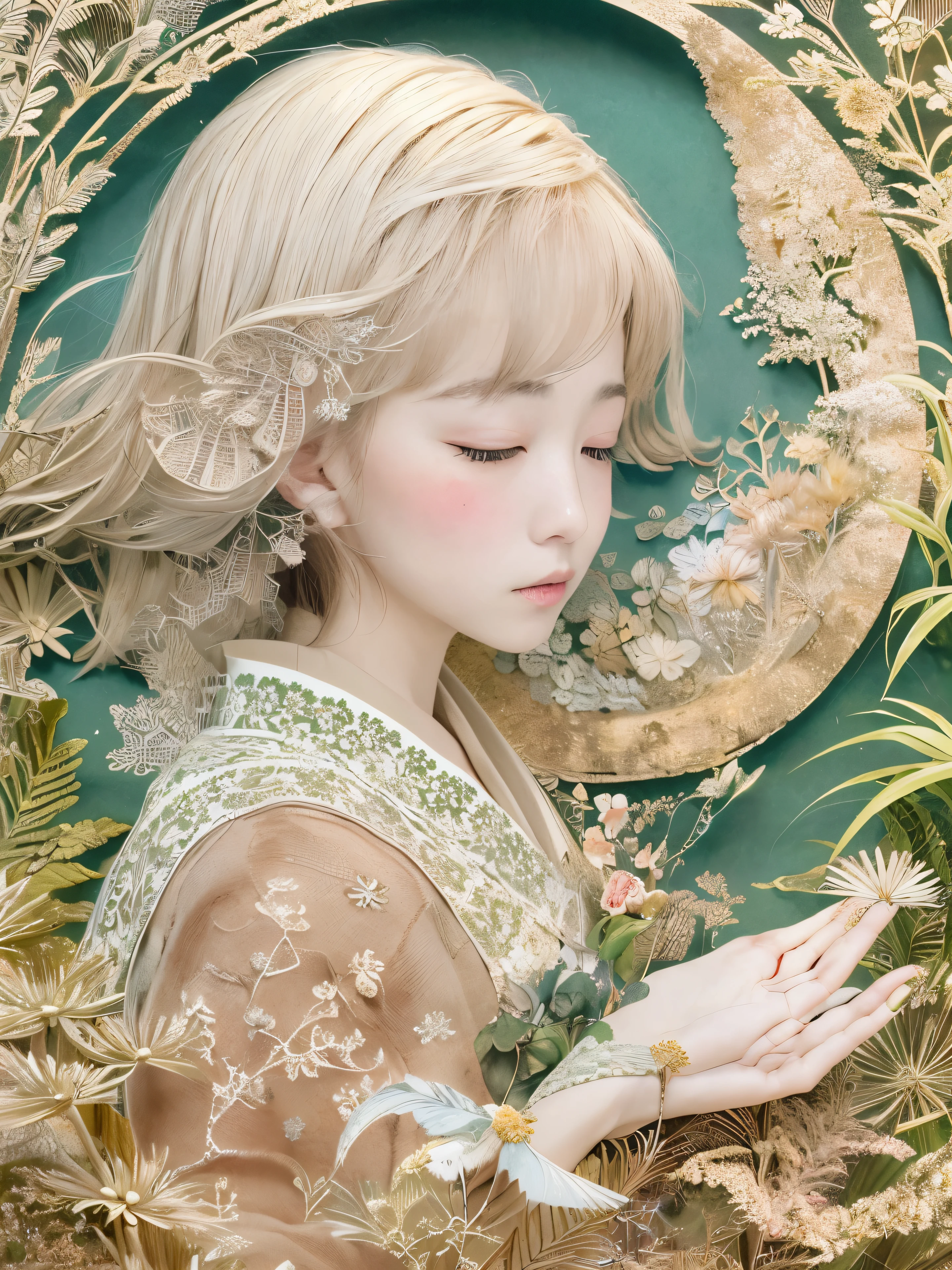 ((((masterpiece))),Japanese Beauty、Highest quality, An illustration, Beautiful details shine,
paper_cut, The details of a fragile girl's face captured on camera, Whales、Dolphin、wood, moon, Wind,star