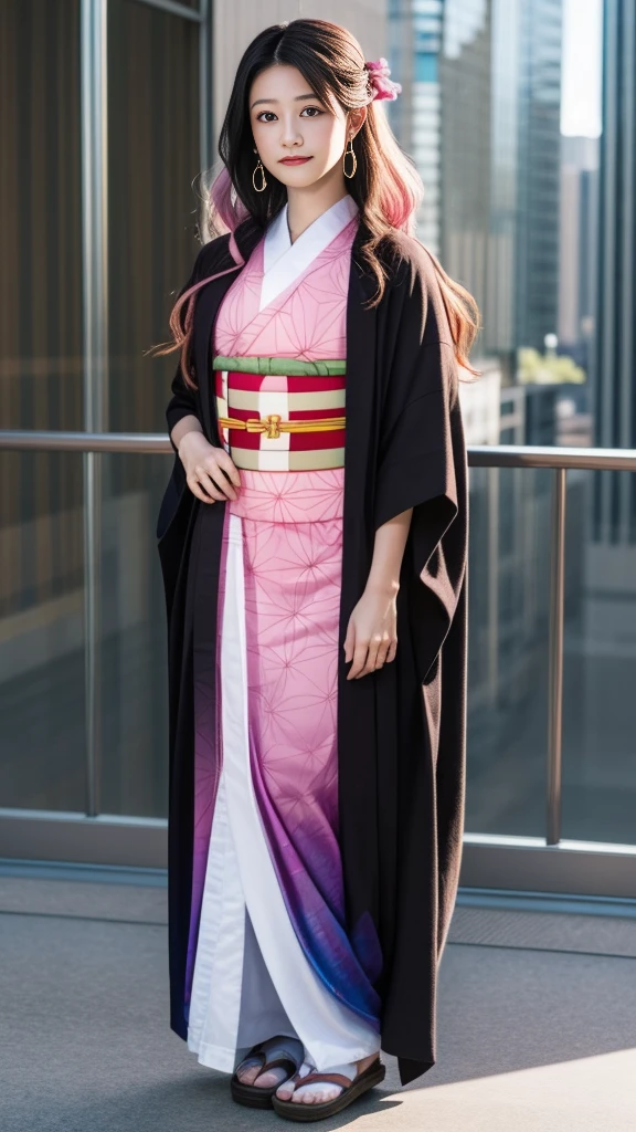 Cute Japanese woman, (16 years old), (very cute face), white moisturized skin, looking at the camera, melancholy expression,
BREAK,
Idol,
BREAK,
(wearing cute kimono: 1.3), (highly revealing kimono), very large earrings, short length,
BREAK,
(fighting pose: 1.3),
BREAK,
(long hair), (pink hair: 1.2), (wavy hair), (gradient hair: 1.3), (red hair at the ends),
BREAK,
(realistic: 1.3), masterpiece, perfect lighting, (ultra-high resolution), (8K), (highly detailed: 1.4), (from the front), (full body: 1.4), (symmetrical: 1.2), (one shot),
BREAK,
(Shibuya city in Japan: 1.2),
BREAK,
(Demon Slayer: 1.4),
BREAK,
(Imada Mio: 1.4),