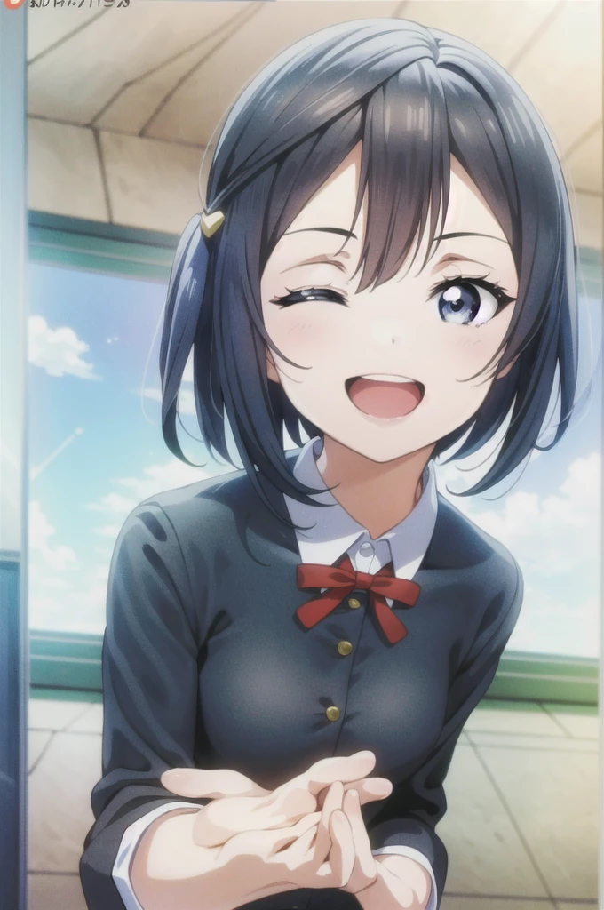 (Highest quality, masterpiece:1.2), One Girl, alone, anime, anime screencap, Ray Tracing, Global Illumination, ultra hi resolution picture, Bright colors, Cinematic Light, Lens flare, Light on the face, Glowing Eyes, Written boundary depth, Happy, Detailed Background, cute, straight, smile,
Yuki Setuna,short hair,,Beautiful hands,Beautiful fingers,Beautiful fingers先,Beautiful Skin,Glossy skin,Skin is glowing,Date,Hug,touch