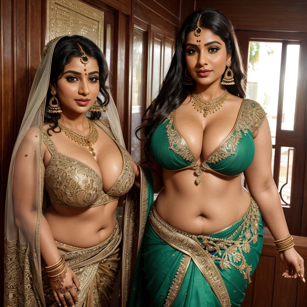 Full body picture, in MEHANDI HENNA TATTOO ON BOTH HANDS, Indian bride underarms, SHOWING HER ARMPITS, BBW ,In Veil , Wet curvy, busty Desi Mommy in saree and showing her big showing cleavage inside sleeveless blouse and Nose Ring, many bangles in both hands,Earings, Necklace ,Lipstick ,Navel,Indian, Chubby, showing her curves ,