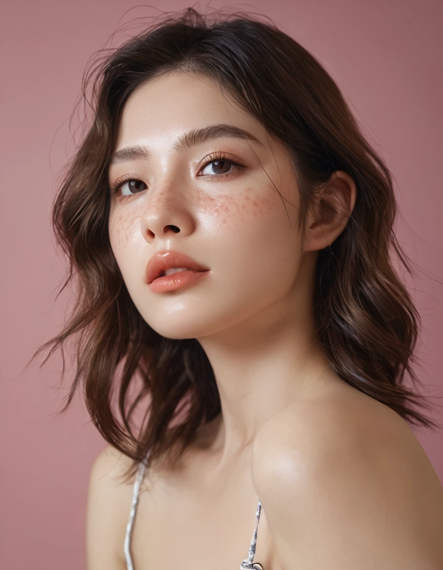 Ultra-high quality photos, RAW photo, beautiful detailed face and eyes, (photorealistic:1.4), best quality, high-res, realistic, 16k, caustics, Core shadow, dynamic light, beautiful and delicate lips, delicate fingers, detailed pupil, real human skin, (Extremely detailed), RAW photo, panty shot, sitting woman, 25 yo, (bangs hair:1.2), faint lips, cowboy shot, from below, long brown hair, half updo hair:1.36), water eye,
(freckles, mole:0.2), (skin spots, acne, skin blemishes, age spots, lanugo, pimple, blood spot, dirty, 0.2)
(in the in bathroom:1.3), her peaceful expression and gentle breathing create a calming atmosphere