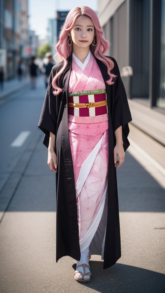 Cute Japanese woman, (16 years old), (very cute face), white moisturized skin, looking at the camera, melancholy expression,
BREAK,
Idol,
BREAK,
(wearing cute kimono: 1.3), (highly revealing kimono), very large earrings, short length,
BREAK,
(fighting pose: 1.1),
BREAK,
(long hair), (pink hair: 1.4), (wavy hair), (gradient hair: 1.3), (red hair at the ends),
BREAK,
(realistic: 1.3), masterpiece, perfect lighting, (ultra-high resolution), (8K), (highly detailed: 1.4), (from the front), (full body: 1.4), (symmetrical: 1.2), (one shot),
BREAK,
(Shibuya city in Japan: 1.2),
BREAK,
(Demon Slayer: 1.4),
BREAK,
(Imada Mio: 1.4),