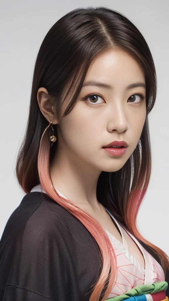 Cute Japanese woman, (16 years old), (very cute face), white moisturized skin, looking at the camera, melancholy expression,
BREAK,
Idol,
BREAK,
(wearing cute kimono: 1.3), (highly revealing kimono), very large earrings, short length,
BREAK,
(fighting pose: 1.1),
BREAK,
(long hair), (pink hair: 1.4), (wavy hair), (gradient hair: 1.3), (red hair at the ends),
BREAK,
(realistic: 1.3), masterpiece, perfect lighting, (ultra-high resolution), (8K), (highly detailed: 1.4), (from the front), (full body: 1.4), (symmetrical: 1.2), (one shot),
BREAK,
(Shibuya city in Japan: 1.2),
BREAK,
(Demon Slayer: 1.4),
BREAK,
(Imada Mio: 1.4),