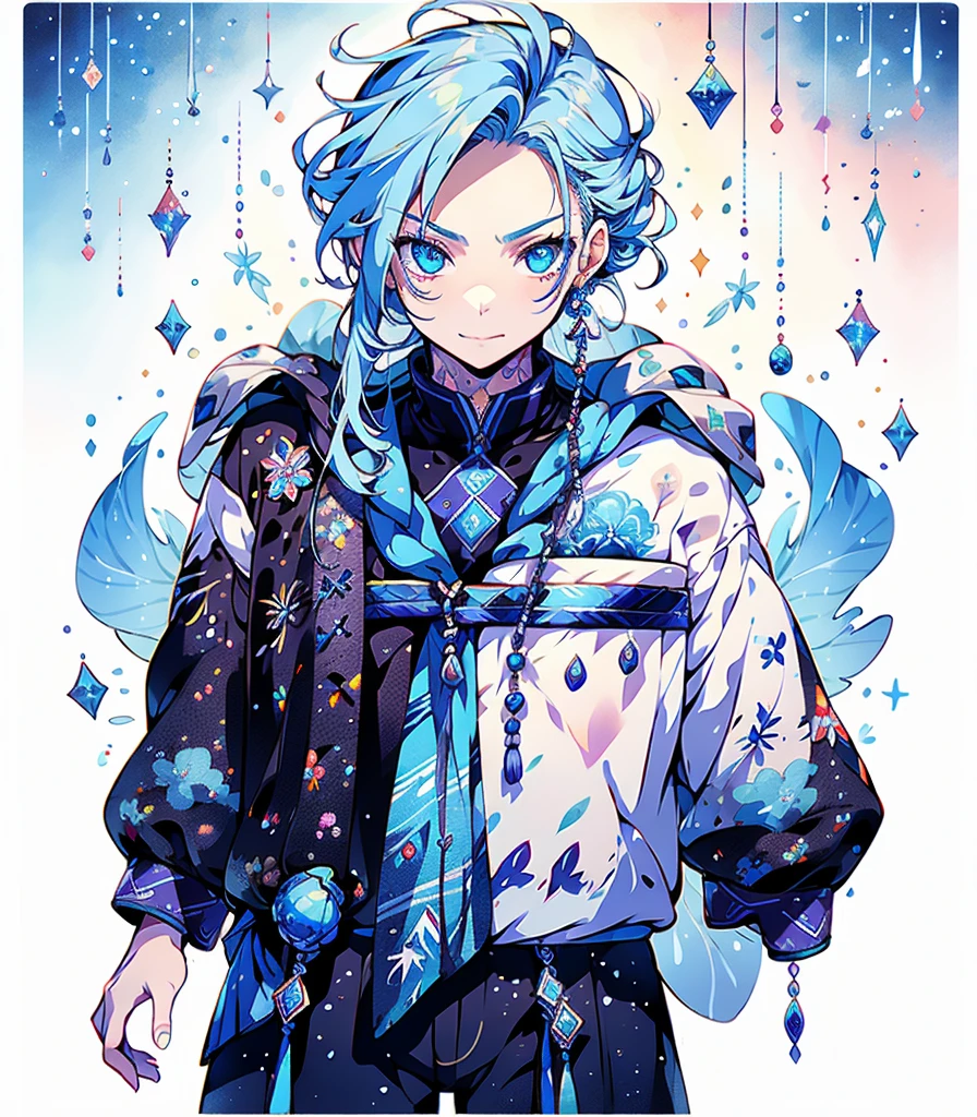 masterpiece, super high quality, ( 非常にdetailedなオリジナルイラスト),1 person,Ice Princess,Around the ice, Frosty Theme,( 輝く黄colorい目:1.2), A light, cold smile, Arrogant look, Sexy Russian costume, blue crystal jewelry, Ice blue glowing tattoo,detailed,Realistic,4K High Definition,Mappa Studio,masterpiece,Highest quality,Official Art,figure,Clear lines,(nice_color),Perfect composition,Fantasy,Concentration,Front facing,No text