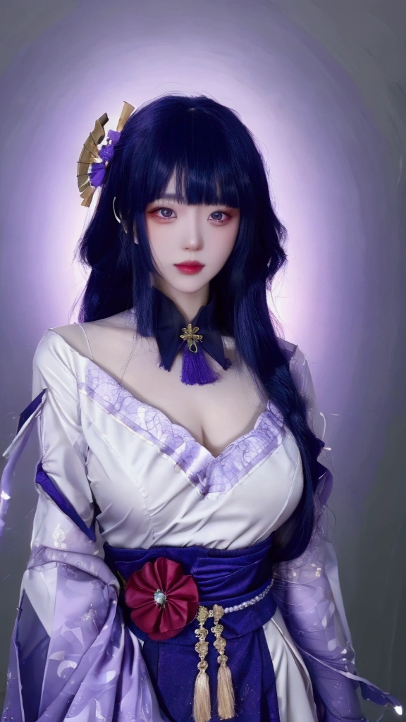 ulzzang-6500-v1.1,(raw photo:1.2),((photorealistic:1.30)), ((best quality)) ,((masterpiece)),((Ultra High Resolution)), ((Clear View)),,Ultra-high resolution,Clear face,(Reality:1.4) , illustration, an extremely delicate and beautiful, extremely detailed ,CG ,unity ,8k wallpaper, Amazing, finely detail, masterpiece,best quality,official art,extremely detailed CG unity 8k wallpaper,absurdres, incredibly absurdres, huge filesize, ultra-detailed, highres, extremely detailed,beautiful detailed girl, extremely detailed eyes and face, beautiful detailed eyes,light on face,cinematic lighting, 1girl, 独奏, long hair, purple hair, bangs, hair ornament, purple eyes, dress,