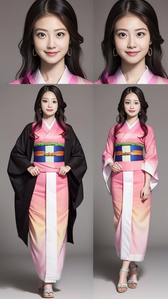 Cute Japanese woman, (16 years old), (very cute face), white moisturized skin, looking at the camera, melancholy expression,
BREAK,
Idol,
BREAK,
(wearing cute kimono: 1.3), (highly revealing kimono), very large earrings, short length,
BREAK,
(fighting pose: 1.1),
BREAK,
(long hair), (pink hair: 1.4), (wavy hair), (gradient hair: 1.3), (red hair at the ends),
BREAK,
(realistic: 1.3), masterpiece, perfect lighting, (ultra-high resolution), (8K), (highly detailed: 1.4), (from the front), (full body: 1.4), (symmetrical: 1.2), (one shot),
BREAK,
(Shibuya city in Japan: 1.2),
BREAK,
(Demon Slayer: 1.4),
BREAK,
(Imada Mio: 1.4),