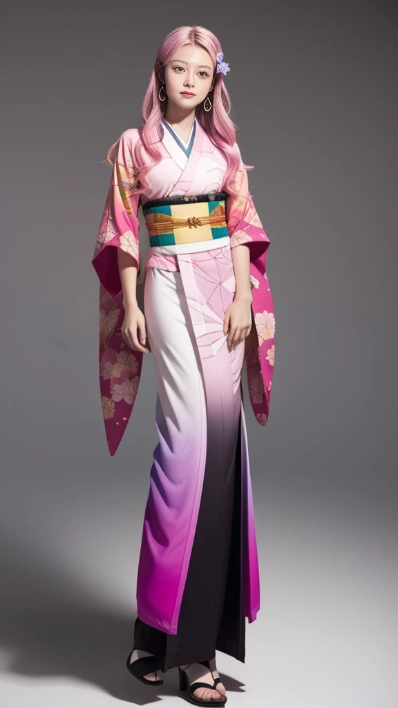 Cute Japanese woman, (16 years old), (very cute face), white moisturized skin, looking at the camera, melancholy expression,
BREAK,
Idol,
BREAK,
(wearing cute kimono: 1.3), (highly revealing kimono), very large earrings, short length,
BREAK,
(fighting pose: 1.1),
BREAK,
(long hair), (pink hair: 1.4), (wavy hair), (gradient hair: 1.3), (red hair at the ends),
BREAK,
(realistic: 1.3), masterpiece, perfect lighting, (ultra-high resolution), (8K), (highly detailed: 1.4), (from the front), (full body: 1.4), (symmetrical: 1.2), (one shot),
BREAK,
(Shibuya city in Japan: 1.2),
BREAK,
(Demon Slayer: 1.4),
BREAK,
(Imada Mio: 1.4),