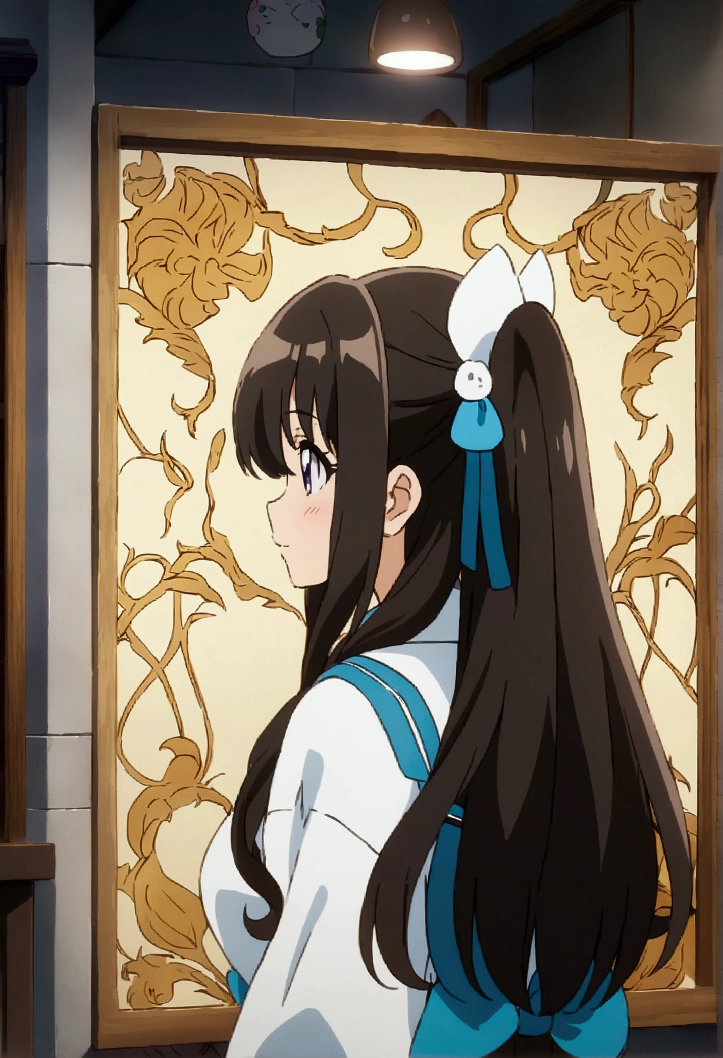 ((greatest masterpiece:1.3, ultimate quality:1.3, ultra-detailed:1.2)), (movie lighting), ((perfectly sensual)), super fine illustration, an extremely delicate and beautiful, 4K, 8K, 16K, UHD, anime girl with long hair and a bow in a , an anime drawing by Jin Homura, pixiv, serial art, anime moe artstyle, cute anime girl, anime visual of a cute girl, anime best girl, an anime girl, anime lover, (anime girl), anime girl, cute anime style, cute anime girl portrait, cute kawaii girl