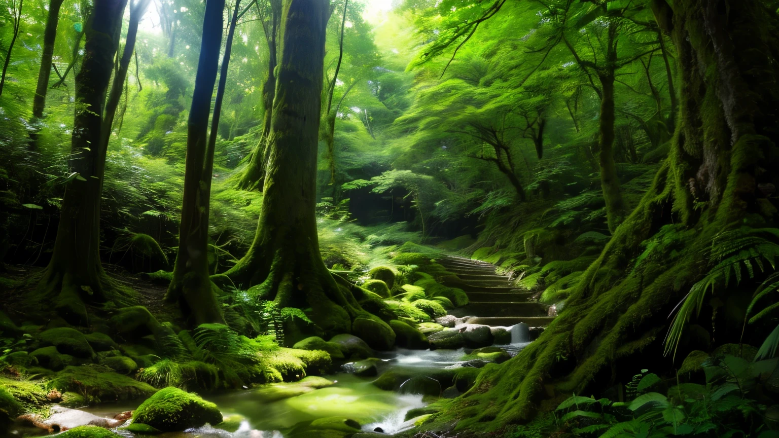（16K，masterpiece，Highest quality），Primary forest、Sunlight、Light production、Ultra-realistic、Ultra-high resolution、Yakushima、moss
