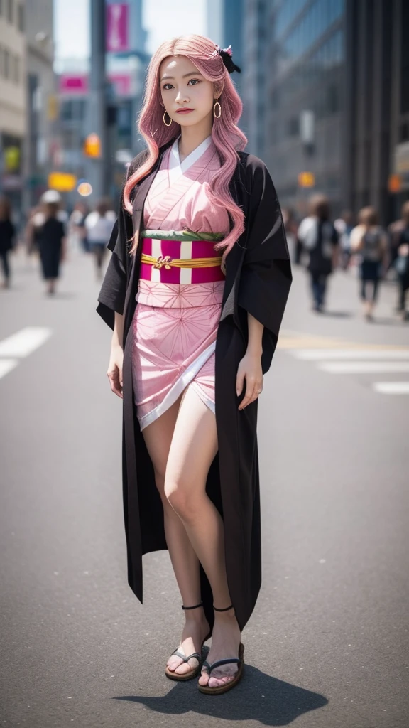 Cute Japanese woman, (16 years old), (very cute face), white moisturized skin, looking at the camera, melancholy expression,
BREAK,
Idol,
BREAK,
(wearing cute kimono: 1.3), (highly revealing kimono), very large earrings, short length,
BREAK,
(fighting pose: 1.1),
BREAK,
(long hair), (pink hair: 1.4), (wavy hair), (gradient hair: 1.3), (red hair at the ends),
BREAK,
(realistic: 1.3), masterpiece, perfect lighting, (ultra-high resolution), (8K), (highly detailed: 1.4), (from the front), (full body: 1.4), (symmetrical: 1.2), (one shot),
BREAK,
(Shibuya city in Japan: 1.2),
BREAK,
(Demon Slayer: 1.4),
BREAK,
(Imada Mio: 1.4),