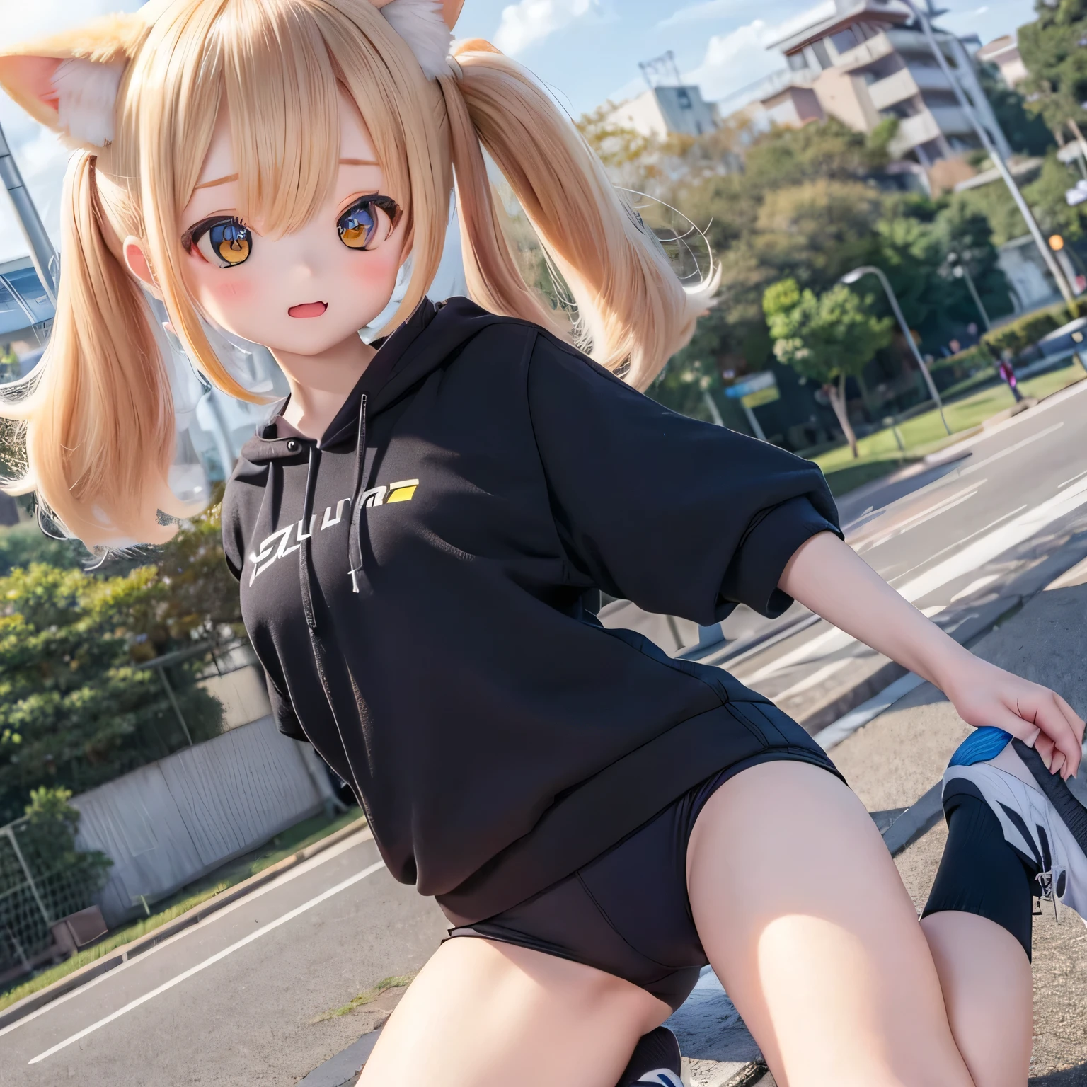 Shiba Inu girl rural scenery、Playing in gym clothes(((buruma)))