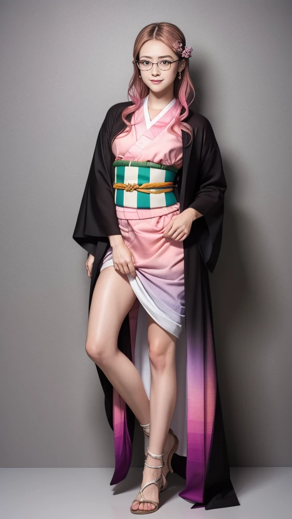 Cute Japanese woman, (), (Very cute face), White moist skin, Looking at the camera, Melancholy expression, (Glasses: 1.4),
BREAK,
Idol,
BREAK,
(Wearing cute kimono: 1.3), (Highly revealing kimono), Very large earrings, Short length,
BREAK,
(Fighting pose: 1.1),
BREAK,
(Long hair), (Pink hair: 1.4), (Wavy hair), (Gradient hair: 1.3), (Red hair at the ends),
BREAK,
(Realistic: 1.3), Masterpiece, Perfect lighting, (Ultra high resolution), (8K), (Highly detailed: 1.4), (From the front), (Full body: 1.4), (Symmetrical: 1.2), (One shot),
BREAK,
(Shibuya city in Japan: 1.2),
BREAK,
(Demon Slayer: 1.4),
BREAK,
(Imada Mio: 1.4),