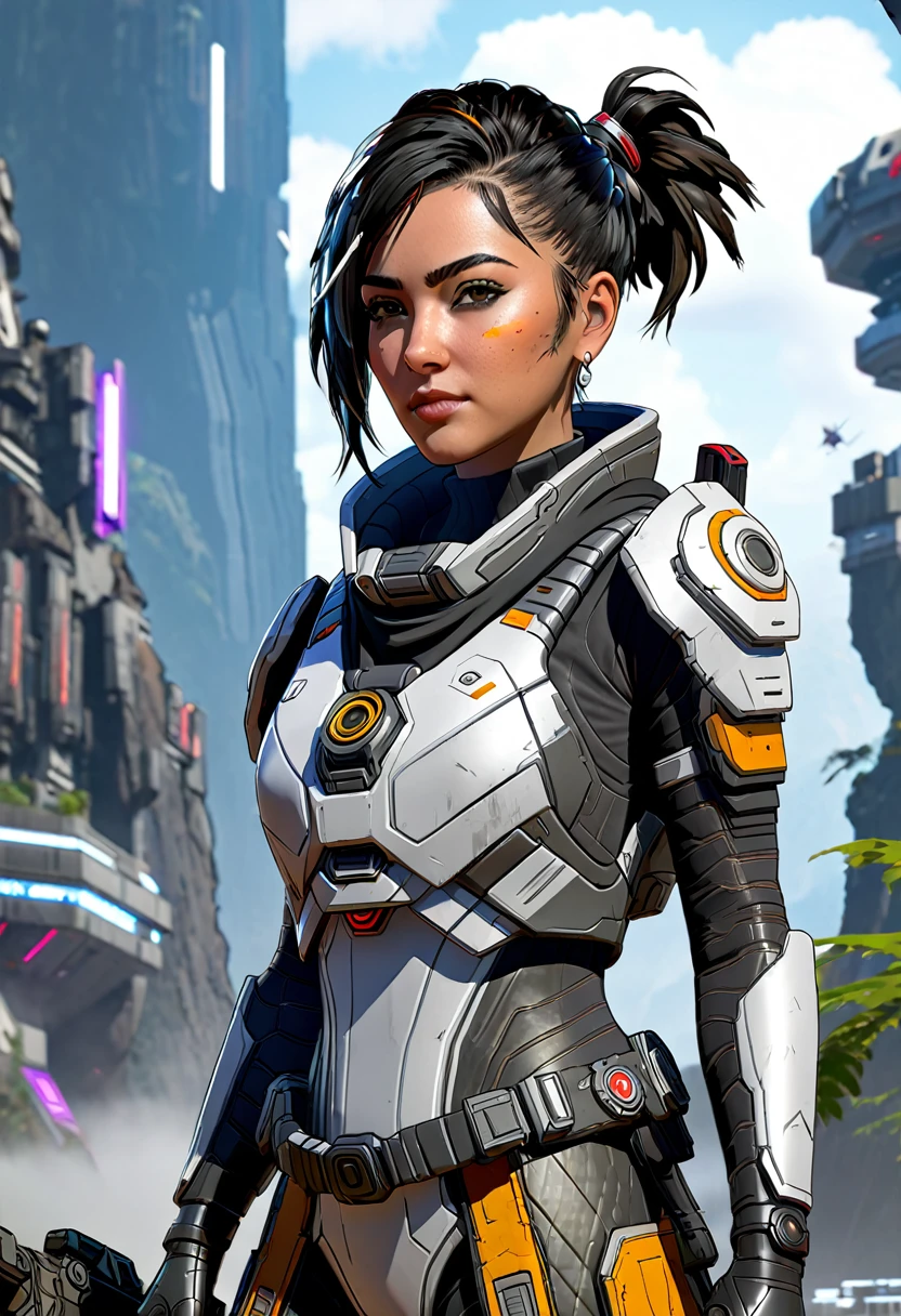 Beautiful neofuturistic woman, Same Ol’ Mistakes, Apex Legends character concept, bestselling character art poster art,detailed,, CGSociety, trending on artstation matte painting, 4k, best of each