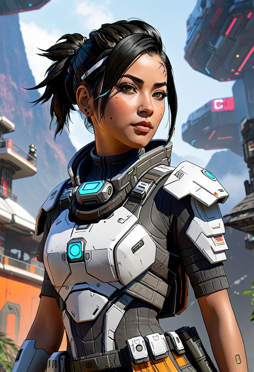 Beautiful neofuturistic woman, Same Ol’ Mistakes, Apex Legends character concept, bestselling character art poster art,detailed,, CGSociety, trending on artstation matte painting, 4k, best of each