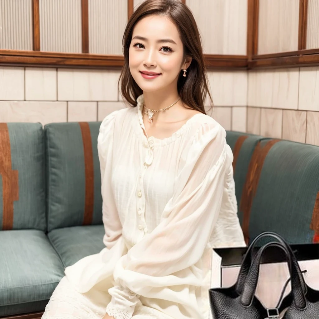 smile, unparalleled beauty, very beautiful woman, Perfect balance,depth of field, Surrealism, Verism, cowboy shot, uhd, masterpiece, ccurate, anatomically correct, textured skin, super detail, high details, high quality, award winning, best quality, highres, Age 35、middle aged、middle aged女性