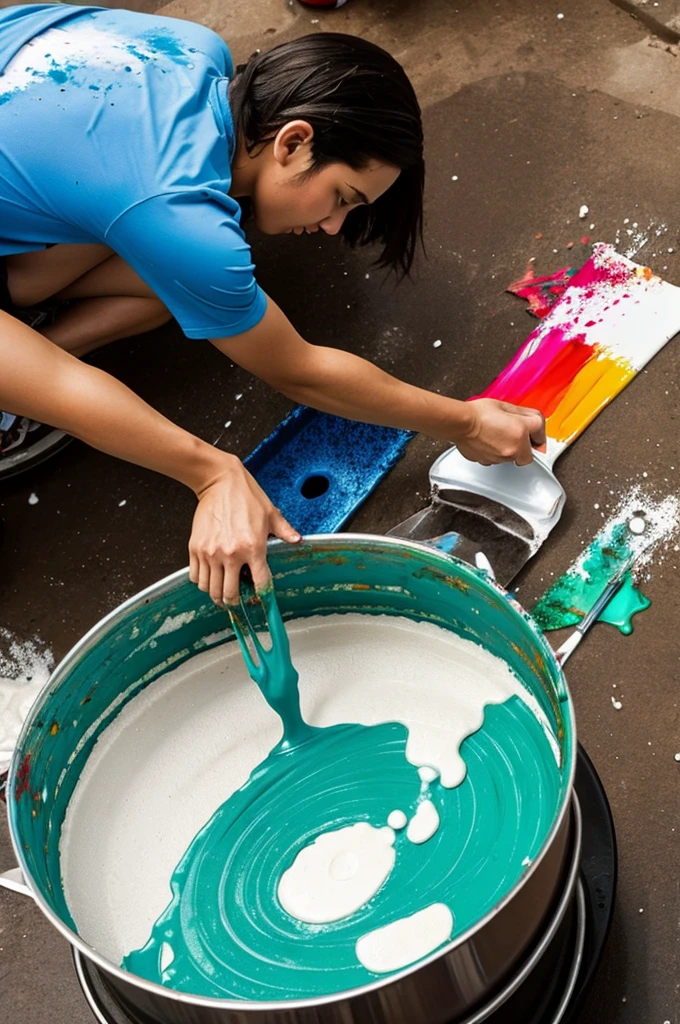 Pot spilling paint