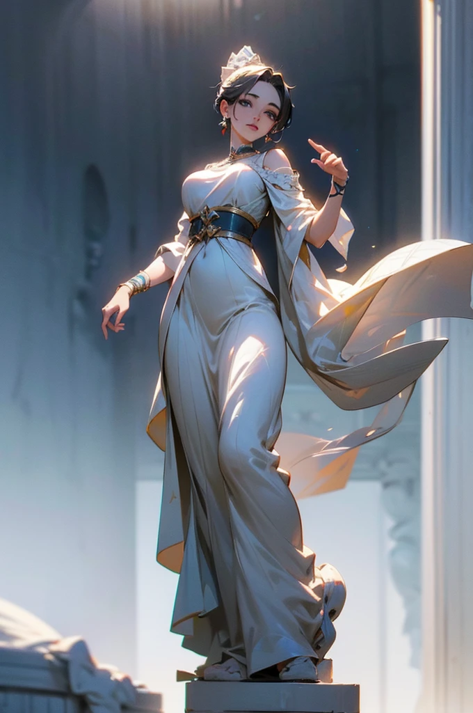 please, Creates a highly realistic Octane Render style of a standing marble statue of a beautiful woman.。, Elegantly positioned in a cultural pose. How to capture beauty and aesthetic perfection、Fine details and precise proportions are essential。. The statue must have realistic texture and relief., Imitating marble and its nuances. The lighting must be carefully tailored to highlight the statue&#39;s features., Realistic shadows add depth to the composition. Extend your hands and arms forward, Close-up of the hand, female figure、She should be wearing a veil that wraps casually around her body., Emphasize the delicacy and sensuality of the pose. Every detail of the statue, From facial features to the folds of the veil, It must be carved precisely. The symmetry must be perfect, Reflects the classical aesthetics of Greek sculpture. The Greek style needs to be emphasized., Capturing the grace and harmony of the human form.
Images must be rendered in 8K UHD using Octane Render, Guarantees superior clarity to appreciate every detail. The final scene is meant to be a visual masterpiece that celebrates female beauty and sensuality., A sophisticated and artistic expression of timeless Greek elegance