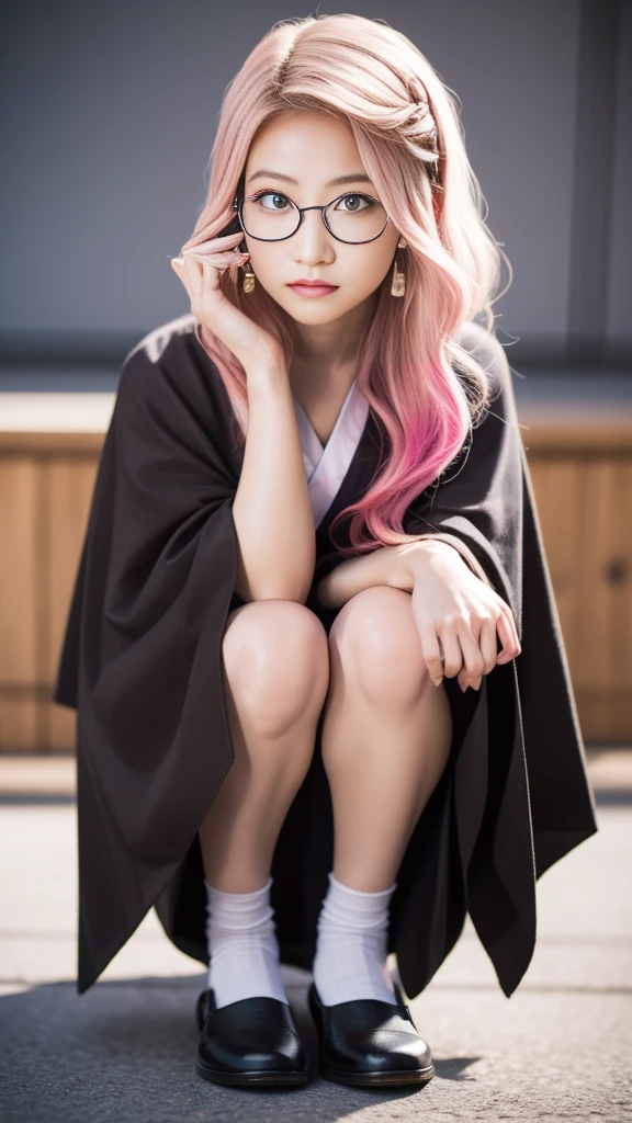 Cute Japanese woman, (16 years old), (Very cute face), White moist skin, Looking at the camera, Melancholy expression, (Glasses: 1.4),
BREAK,
Idol,
BREAK,
(Wearing cute kimono: 1.3), (Highly revealing kimono), Very large earrings, Short length,
BREAK,
(Fighting pose: 1.1),
BREAK,
(Long hair), (Pink hair: 1.4), (Wavy hair), (Gradient hair: 1.3), (Red hair at the ends),
BREAK,
(Realistic: 1.3), Masterpiece, Perfect lighting, (Ultra high resolution), (8K), (Highly detailed: 1.4), (From the front), (Full body: 1.4), (Symmetrical: 1.2), (One shot),
BREAK,
(Shibuya city in Japan: 1.2),
BREAK,
(Demon Slayer: 1.4),
BREAK,
(Imada Mio: 1.4),