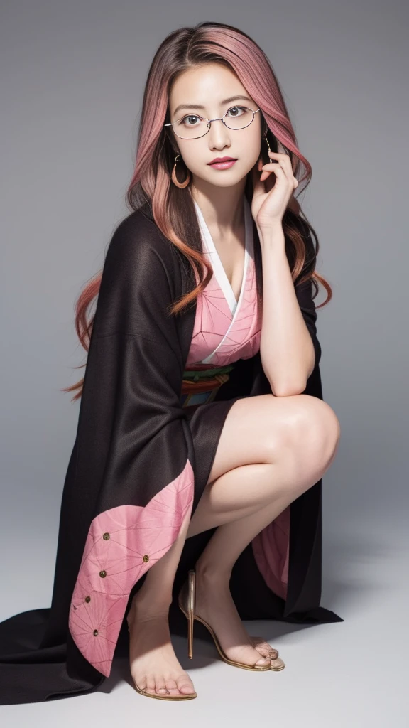 Cute Japanese woman, (16 years old), (Very cute face), White moist skin, Looking at the camera, Melancholy expression, (Glasses: 1.4),
BREAK,
Idol,
BREAK,
(Wearing cute kimono: 1.3), (Highly revealing kimono), Very large earrings, Short length,
BREAK,
(Fighting pose: 1.1),
BREAK,
(Long hair), (Pink hair: 1.4), (Wavy hair), (Gradient hair: 1.3), (Red hair at the ends),
BREAK,
(Realistic: 1.3), Masterpiece, Perfect lighting, (Ultra high resolution), (8K), (Highly detailed: 1.4), (From the front), (Full body: 1.4), (Symmetrical: 1.2), (One shot),
BREAK,
(Shibuya city in Japan: 1.2),
BREAK,
(Demon Slayer: 1.4),
BREAK,
(Imada Mio: 1.4),