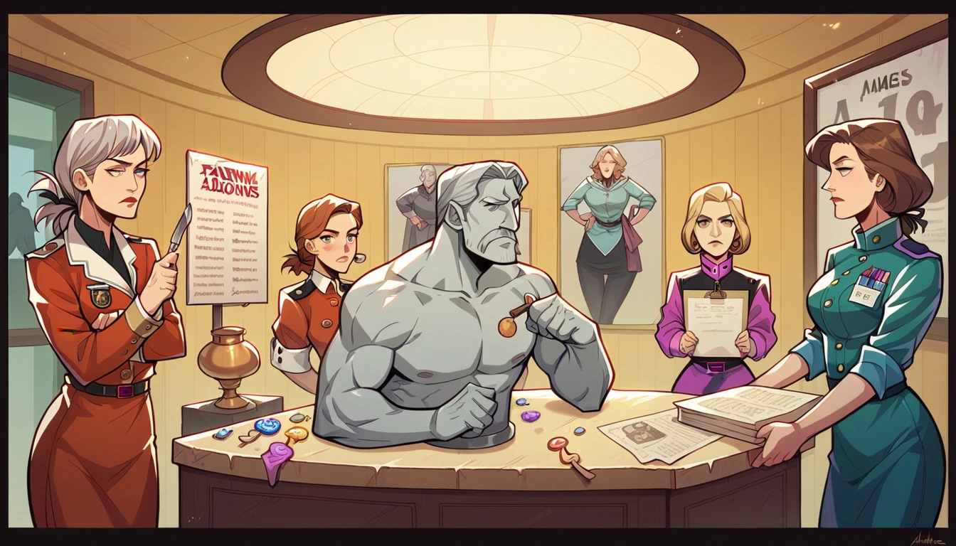 There is a statue of a woman in a booth with a sign, What a number!, Inside the old magical candy shop, fortune teller, Museum display, See details, Gray-haired woman, Jason Benjamin, Inspired by Ada Gladys Killins, Joanna Carrington, by Kathleen Scott, By Jeka Kemp, Florence Nightingale, Hermione Hammond, Amos Ferguson