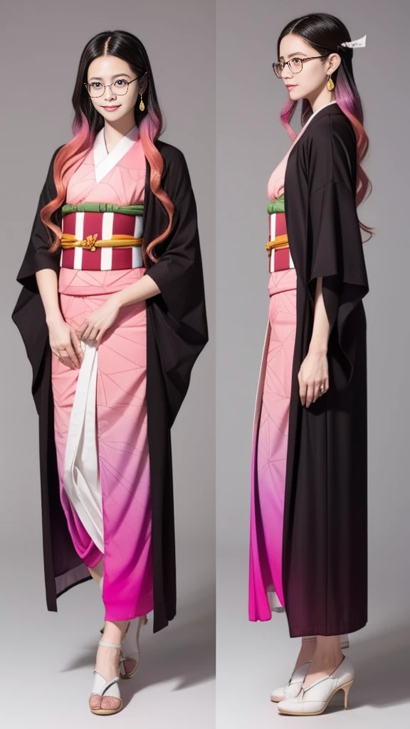 Cute Japanese woman, (), (Very cute face), White moist skin, Looking at the camera, Melancholy expression, (Glasses: 1.4),
BREAK,
Idol,
BREAK,
(Wearing cute kimono: 1.3), (Highly revealing kimono), Very large earrings, Short length,
BREAK,
(Fighting pose: 1.1),
BREAK,
(Long hair), (Pink hair: 1.4), (Wavy hair), (Gradient hair: 1.3), (Red hair at the ends),
BREAK,
(Realistic: 1.3), Masterpiece, Perfect lighting, (Ultra high resolution), (8K), (Highly detailed: 1.4), (From the front), (Full body: 1.4), (Symmetrical: 1.2), (One shot),
BREAK,
(Shibuya city in Japan: 1.2),
BREAK,
(Demon Slayer: 1.4),
BREAK,
(Imada Mio: 1.4),