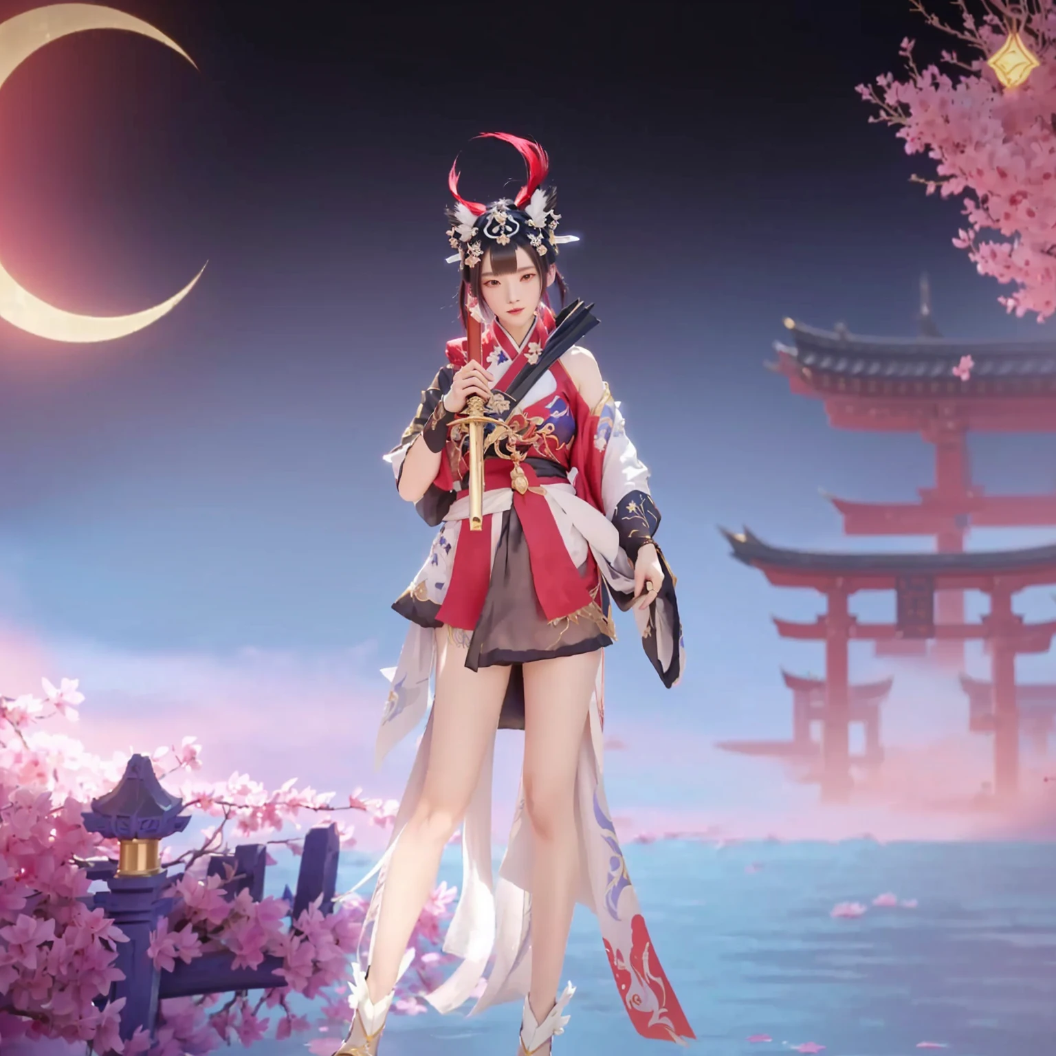 a close up of a person in a costume holding a sword, lunar themed attire, onmyoji, onmyoji detailed art, onmyoji portrait, keqing from genshin impact, inspired by Pu Hua, azur lane style, katana zero video game character, full body xianxia, inspired by beautiful, from the azur lane videogame