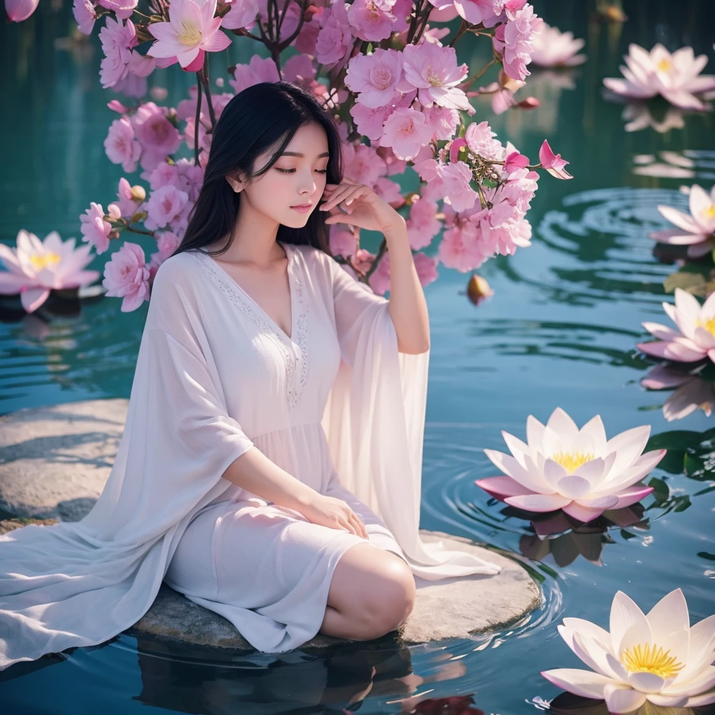 "Create a calming and symbolic profile picture for a meditation channel. The design should feature a harmonious and serene mark or symbol that represents meditation and inner peace. Consider using symbols such as a lotus flower, a mandala, or a simplified meditating figure. The color palette should include soothing tones like soft blues, gentle greens, and calming purples. The background should be subtle and gradient, creating a peaceful and dreamy effect. Incorporate elements like soft glows or delicate patterns to enhance the tranquil atmosphere. The overall design should be clean and elegant, perfectly suited for a meditation channel's profile picture."