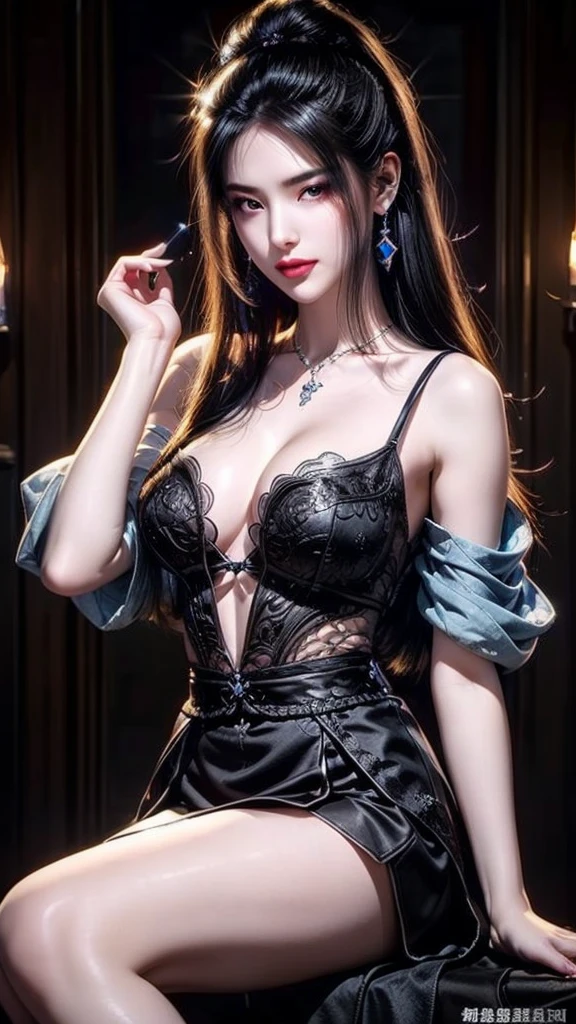A girl, Gauze skirt, Black hair, Mercury boiling inside, Put a few drops of mercury on your skin,Passionate,Tender as water,(Big ,Large Breasts)Royal sister,Sexy。