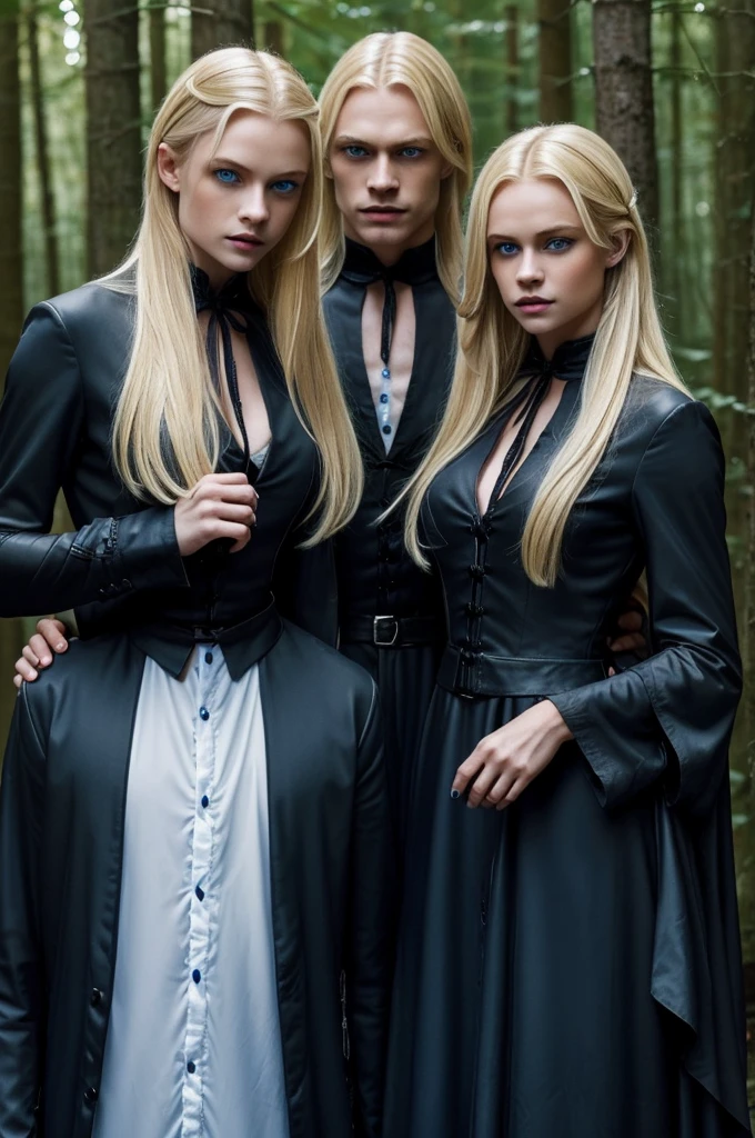 Of the vampire hobrees, twin brothers (see you negro, length up to the neck, and blue eyes in clear in the night forest, 𝑓𝑜𝑙𝑙𝑎𝑛𝑑𝑜𝑠𝑒 a vampire girl, their younger sister, blonde, with blue eyes "+18"