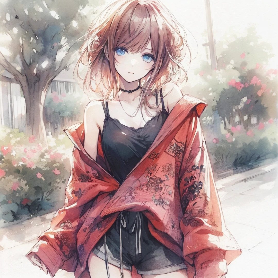 Official art using high-quality hand-drawn watercolor sketch techniques. (best quality,4k,8k,highres,masterpiece:1.2),ultra-detailed,beautiful detailed eyes,A girl with beautiful eyes, everyone, beautiful anime girl, cute anime girl, smooth anime art, anime style, elegant colors, soft lighting, delicate beautiful eyes, very coquettish, (beautiful large breast:1.2), (correct hands:1.2),