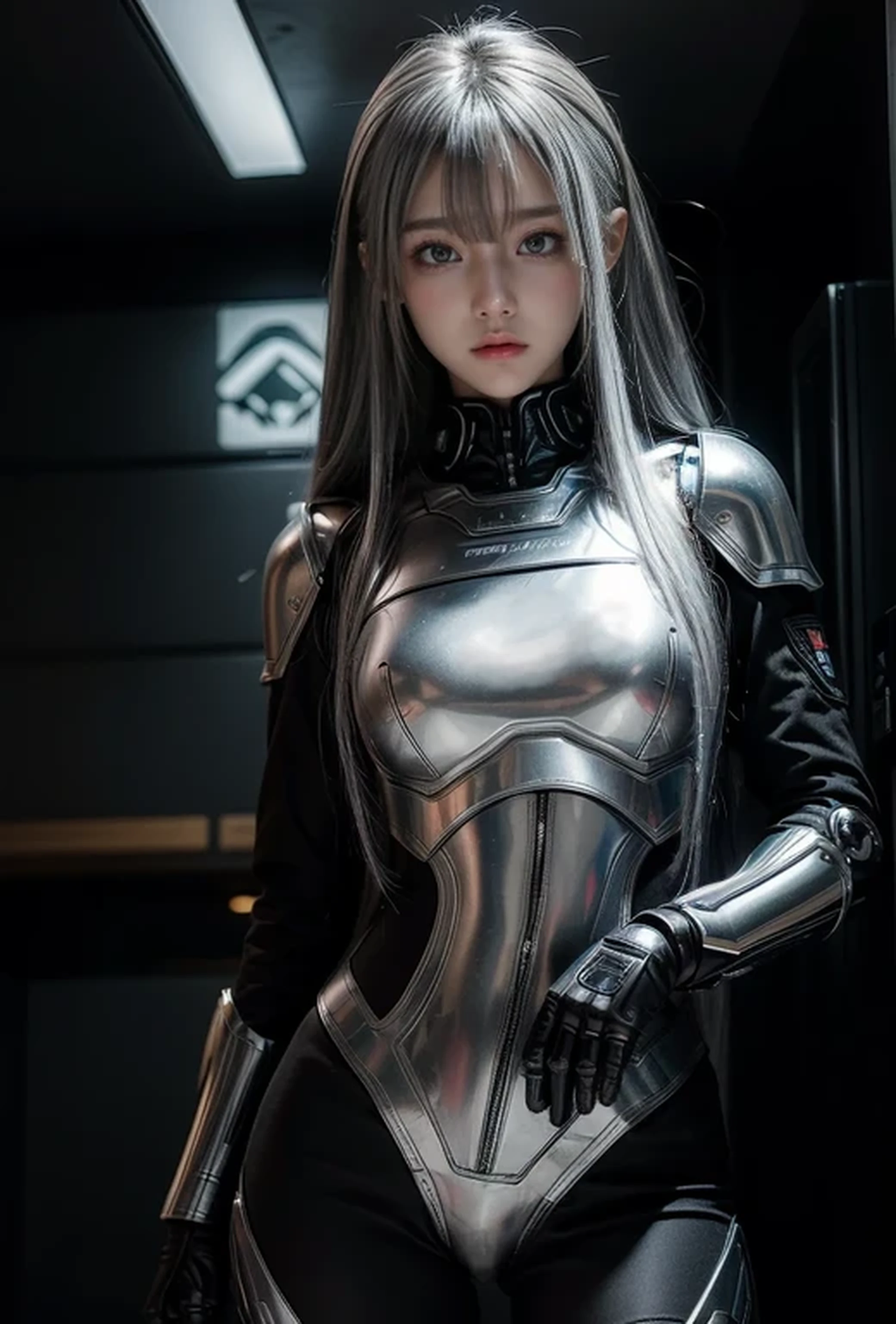 Silver hair,straight hair