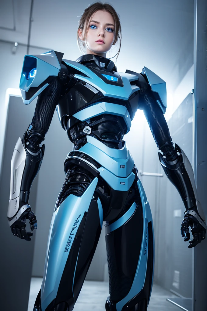 robot Mechanical Light blue eyes Black Tall
