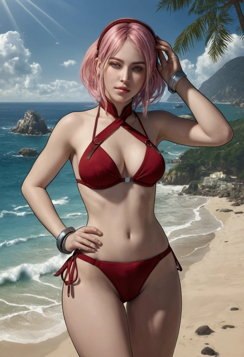 Cat lady，cat ear，whaite hair，Red eyes，long whitr hair，smallunderboob，No clothes，Full body photo，Be red in the face，Love eyes，beachside，ragged attire，Clothes are not covered，Nakedness，The whole body is unobstructed，Indifferent eyes，Light red eyeshadow