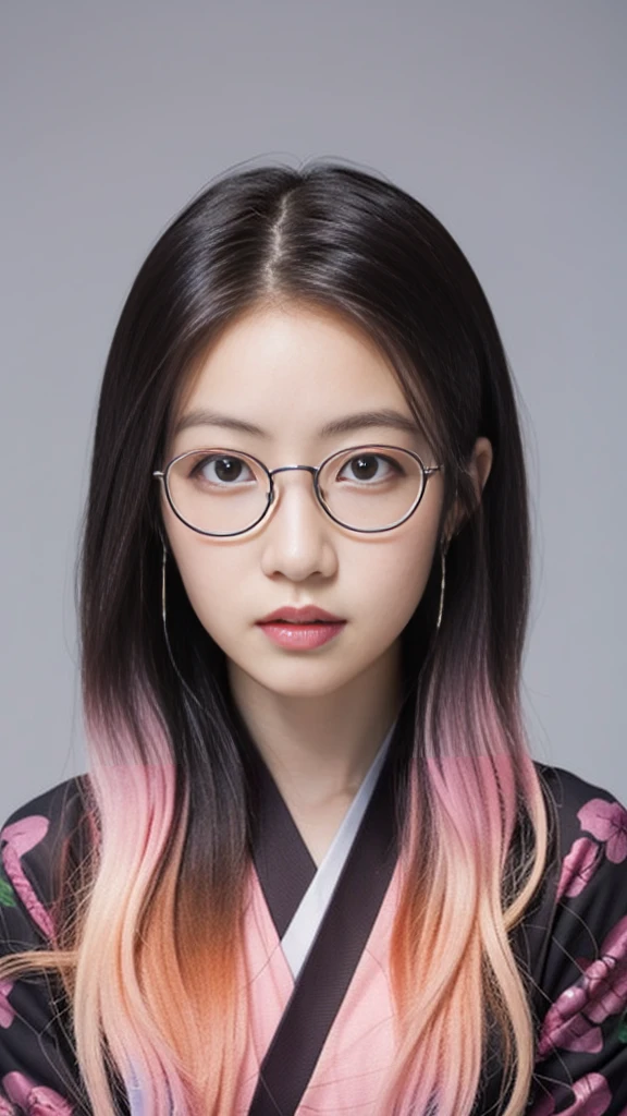 Cute Japanese woman, (), (very cute face), white moisturized skin, looking at the camera, melancholy expression, (glasses: 1.4),
BREAK,
Idol,
BREAK,
(wearing cute kimono: 1.3), (kimono with high exposure), very large earrings, short length,
BREAK,
(long hair), (pink hair: 1.4), (wavy hair), (gradient hair: 1.3), (hair with red ends),
BREAK,
(realistic: 1.3), masterpiece, perfect lighting, (ultra-high resolution), (8K), (highly detailed: 1.4), (from the front), (full body: 1.4), (symmetrical: 1.2), (one shot),
BREAK,
(Shibuya city in Japan: 1.2),
BREAK,
(Demon Slayer: 1.4),