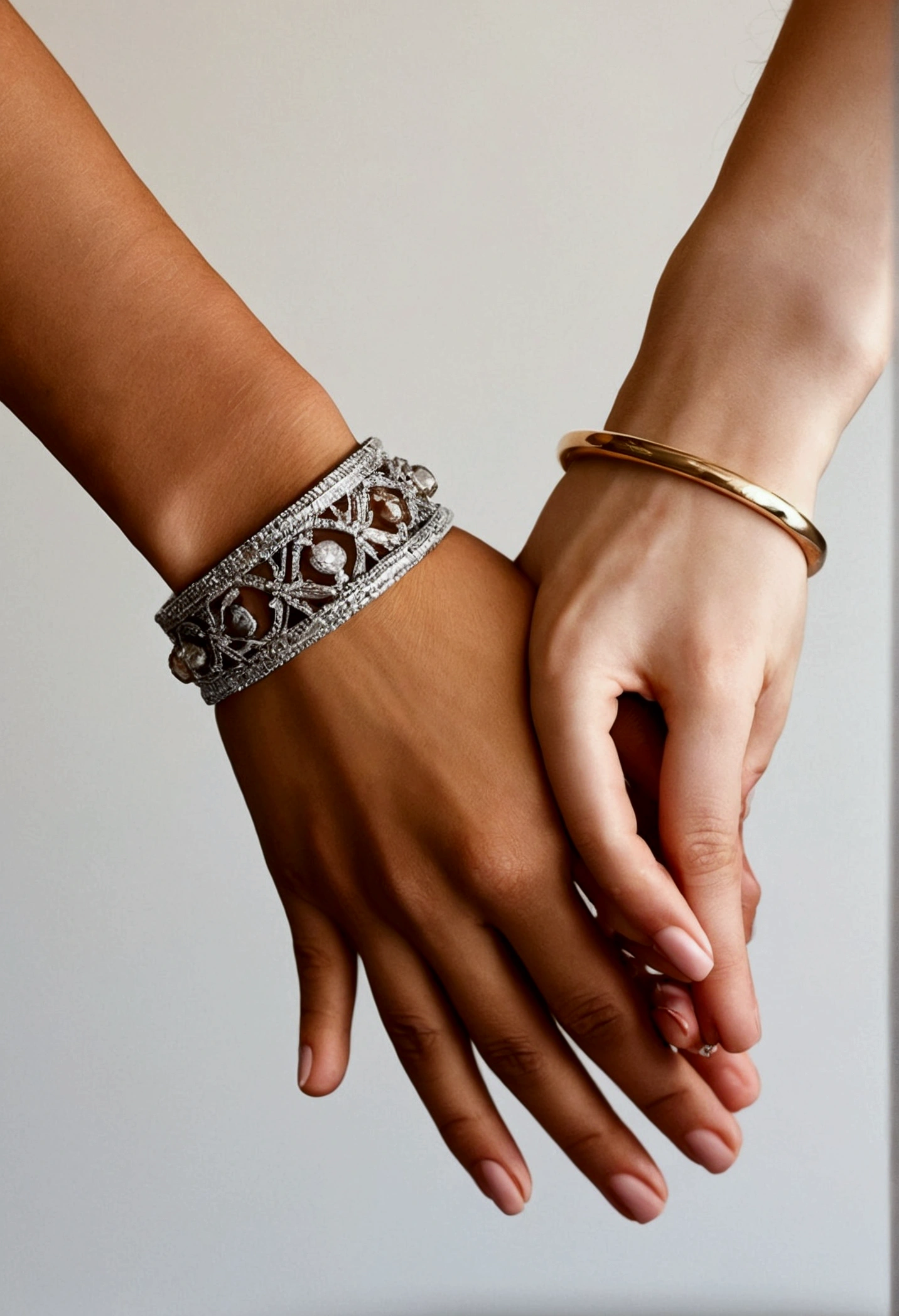 Recreate a realistic photo of me and my girlfriend holding hands