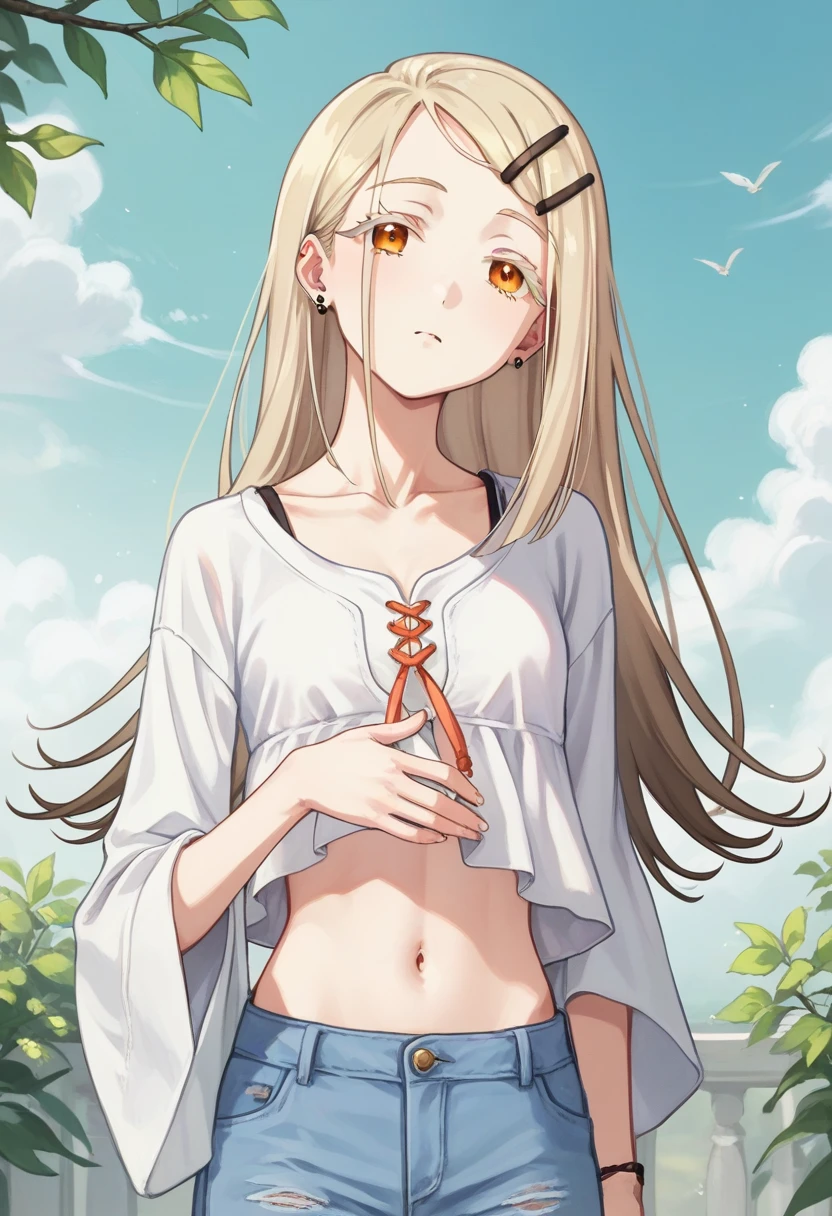 Browsing Caution,(Petite),(Cute man's daughter),((Groin bulge)),Off the shoulder,blonde low twintails,See-through