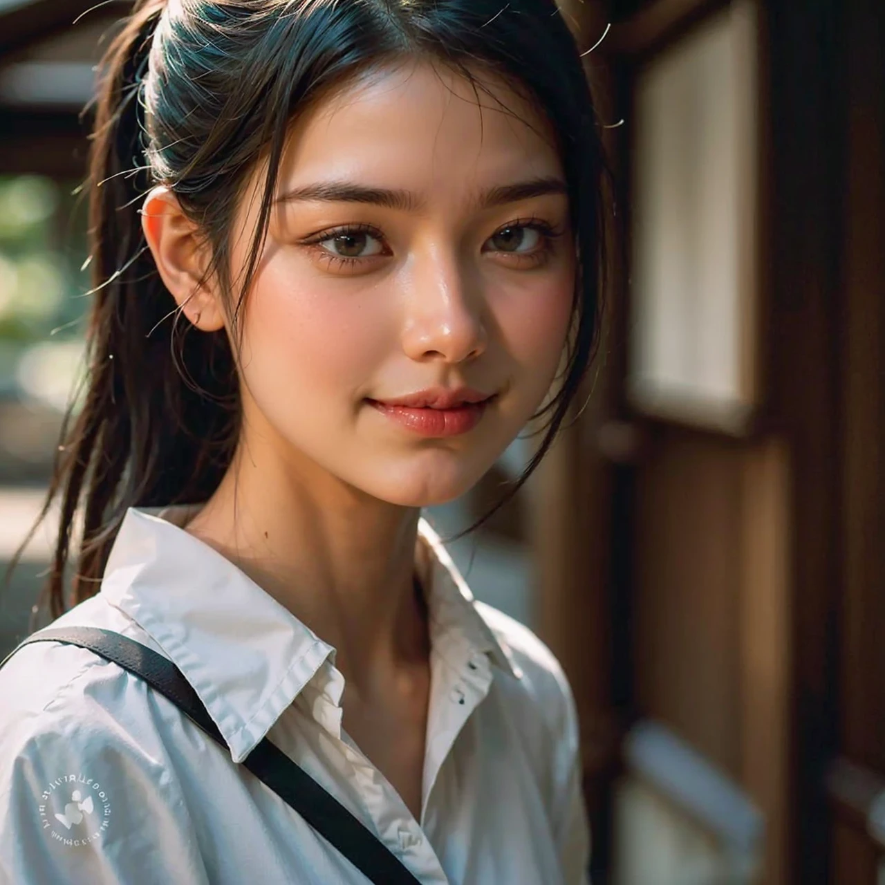 bare shoulders, detailed (((loose))) cyan shirt, Ideal breasts, shagging breast, stunningly beautiful, mint bob hair, blush, humble, park background, half body portrait, highly detailed. Cinematic lighting, nsfw 1:27