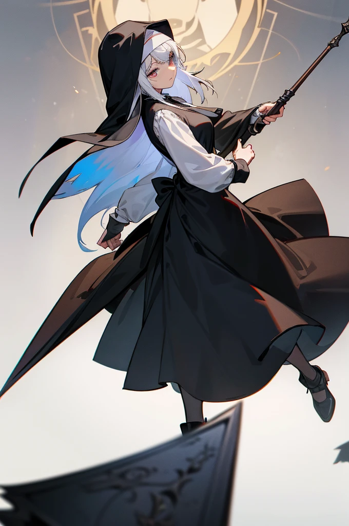 They were no longer in the formal attire they wore at the inn, but in comfortable clothes suitable for battle. Even Clara, the would-be saintess, was dressed in a leather-reinforced nun's habit. she had silver hair 